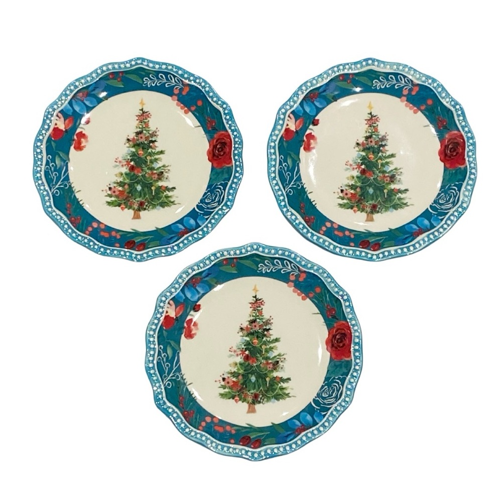 NWT 3 Pioneer Woman Wishful Winter Tree Appetizer Plates